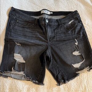 Torrid Distressed Black Denim Cutoff Shorts